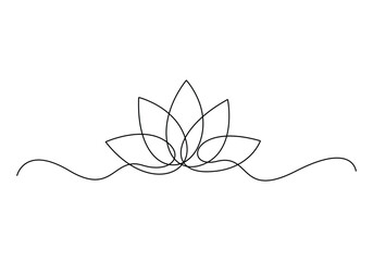 Continuous one line drawing of a lotus bud on white background vector illustration