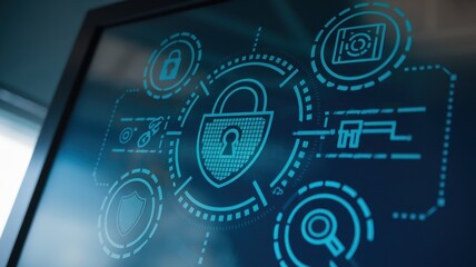 Obraz premium Cybersecurity Network: Digital Shield Protection