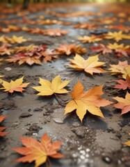 Soft focus captures the tranquility of an autumn day with maple leaves gently floating to the ground , maple, background, serene