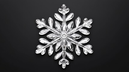 Intricate Crystal Snowflake Design on Dark Background for Winter Themes