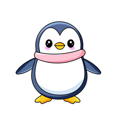 cute penguin cartoon kawaii sticker. character vector illustration