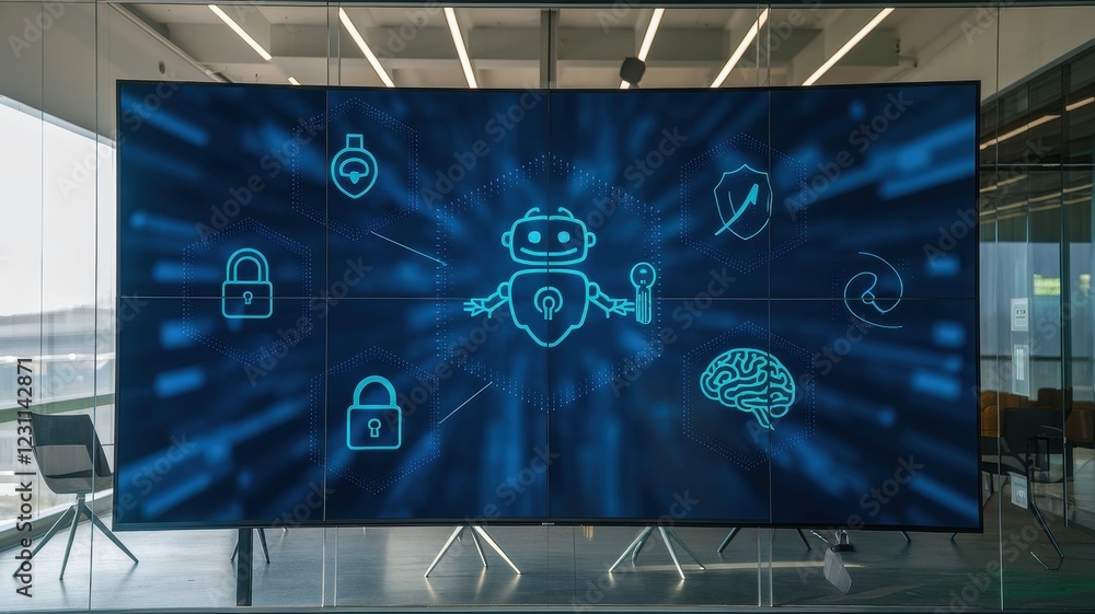 Aufkleber cybersecurity ai robot: digital shield and data protection