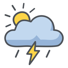 Cloudy Sky Vector Design – Sun, Rain & Thunder Weather Icons