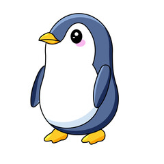 cute penguin cartoon kawaii sticker. character vector illustration