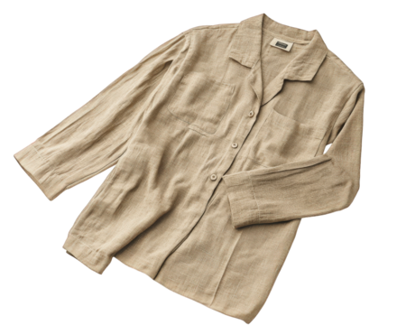 Lightweight linen pajamas set in beige color, featuring relaxed fit and button closure, perfect for comfortable lounging or sleepwear. Ideal for warm weather