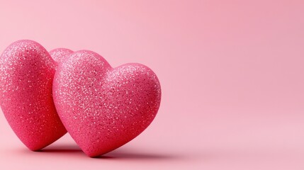 Obraz premium Sparkling Pink Hearts on a Soft Pink Background for Romantic Themes