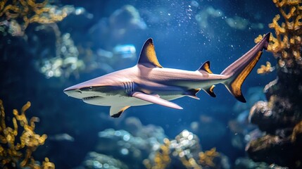 Graceful Shark Swimming Through Clear Aquatic Environment in Ocean