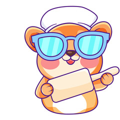 cute hamster cartoon kawaii sticker. character vector illustration