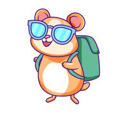 cute hamster cartoon kawaii sticker. character vector illustration