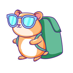 cute hamster cartoon kawaii sticker. character vector illustration