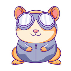 cute hamster cartoon kawaii sticker. character vector illustration