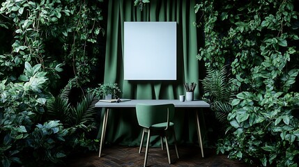 Jungle Studio Mockup Blank Canvas, Desk