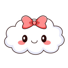 cute cloud cartoon kawaii sticker. character vector illustration