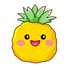 cute pineaple cartoon kawaii sticker. character vector illustration