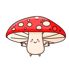 cute mushroom cartoon kawaii sticker. character vector illustration