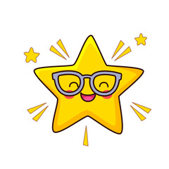 cute star cartoon kawaii sticker. character vector illustration