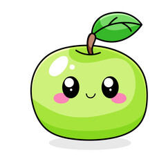 cute apple cartoon kawaii sticker. character vector illustration