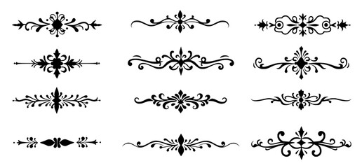 Set of Decorative Chapter Dividers. Vector Illustration Isolated on Transparent Background