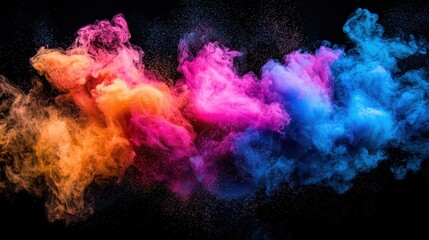 Vibrant Colorful Smoke Swirls Against Black Background