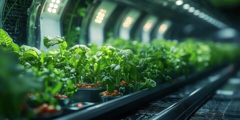 Smart agricultural greenhouse with robotic harvesters.