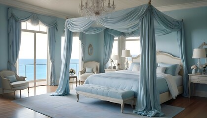 A serene bedroom with soft lavender walls and minimalist decor, the HD camera capturing the tranquil and calming ambiance of the space.
