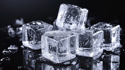 Ice cubes isolated on black