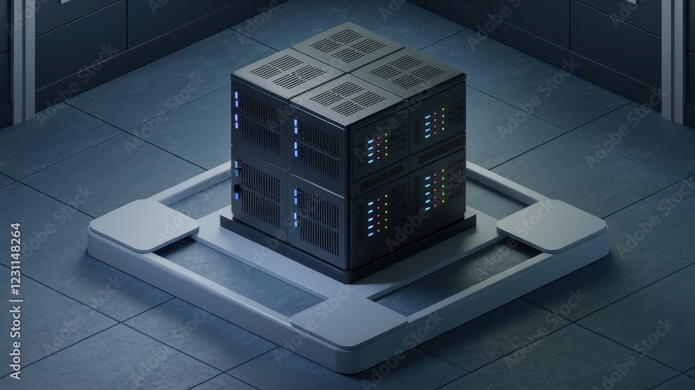 Aufkleber cube server rack in modern data center