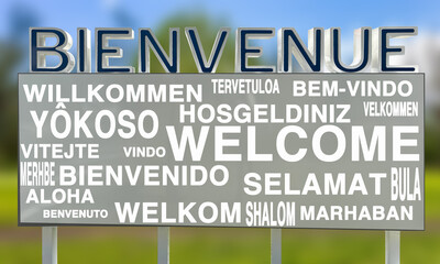 Tableau de bienvenue dans plusieurs langues 