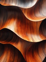 Abstract wood wall art, undulating texture, rich brown tones, interior design, background