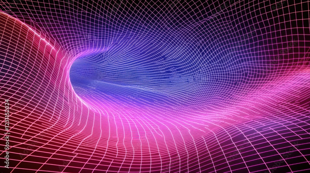 Poster abstract waveform background with grid pattern in vibrant colors