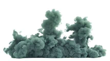 Green toxic smoke cloud rising with transparent background