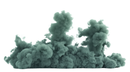 Green toxic smoke cloud rising with transparent background