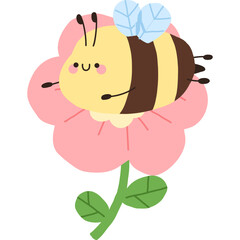 Cute Bee on Pink Flower