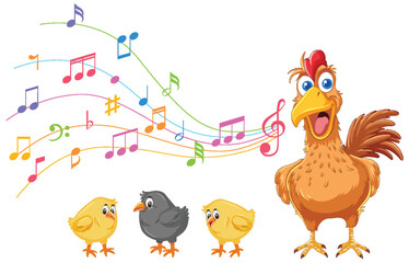 Musical Rooster and Chicks Melody