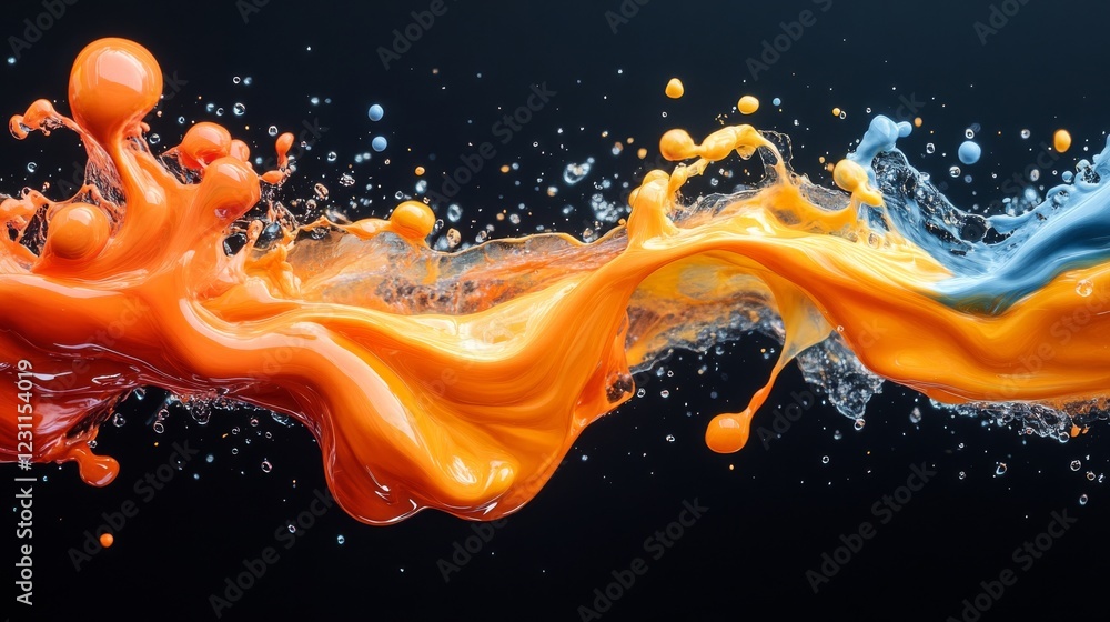 Aufkleber dynamic collision: vibrant paint drops intersecting in midair convey immense colorful energy and mes