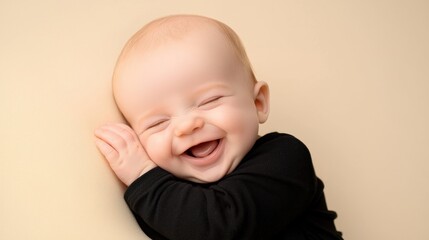 Happy Baby Laughing in Studio Portrait