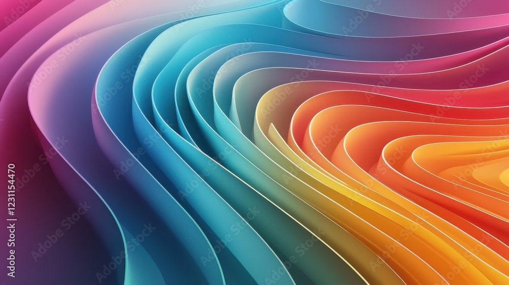 Poster vibrant abstract waves of color in gradient motion design