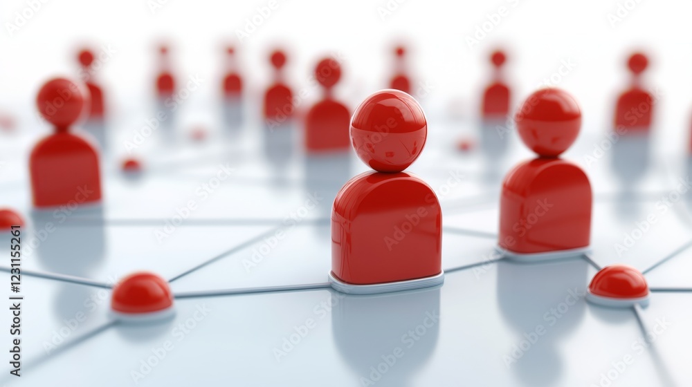 Aufkleber circular unity, a group of red figures symbolizing teamwork and connection