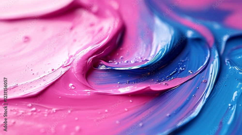 Poster vibrant natural paint mixing close-up macro shot creating abstract colorful pattern