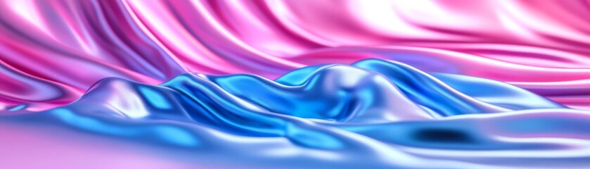 Flowing pink and blue silk fabric, a luxurious textile for elegant designs crafts