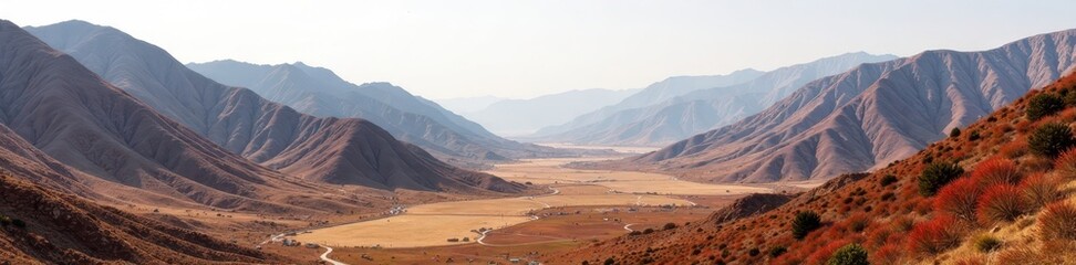 Fototapeta premium Mountainous landscape with dumulmeori rock formations, Korea, yangpyeong, earthy tones