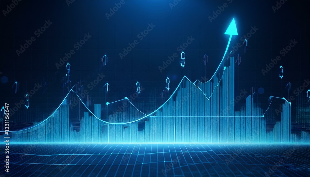 Poster growth strategy business graph analysis concept on finance chart data diagram 3d background