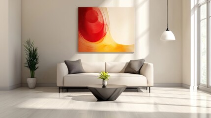 Modern Living Room Interior Design with Abstract Art
