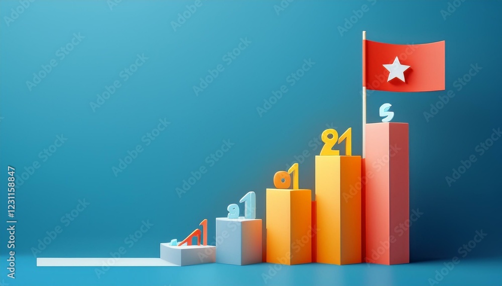 Poster graph with arrow. success business graph on goal achievement strategy chart concept 3d background wi