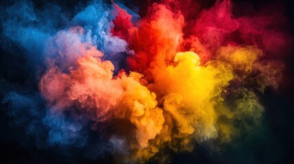 Colorful Smoke Cloud in Dark Atmosphere for Creative Backgrounds