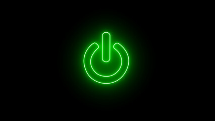 Neon glowing power button icon. Neon light power button turning on and off icon. blue neon Power Button icon on the black background.	