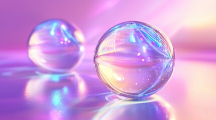 Colorful Abstract Spheres with Light Reflection on Smooth Surface
