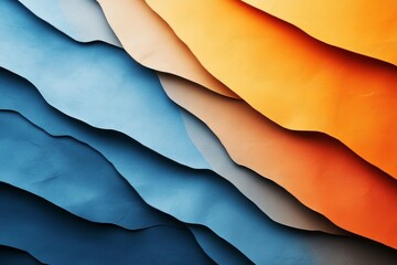 Abstract Wavy Layers Blue Orange Beige Texture Background