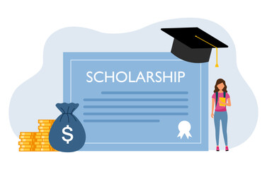 Education achievement, learning, scholarship, education concept, flat vector illustration