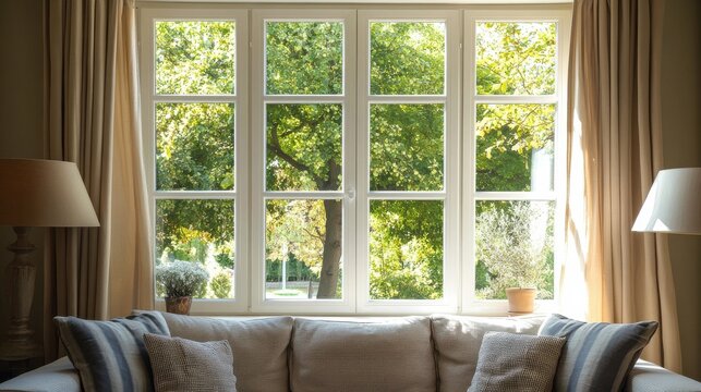double glazed windows being installed in a brightly lit home